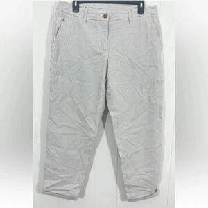 Talbots Relaxed Chino Ankle Length Blue/White stripped pants Sz 8 Petite